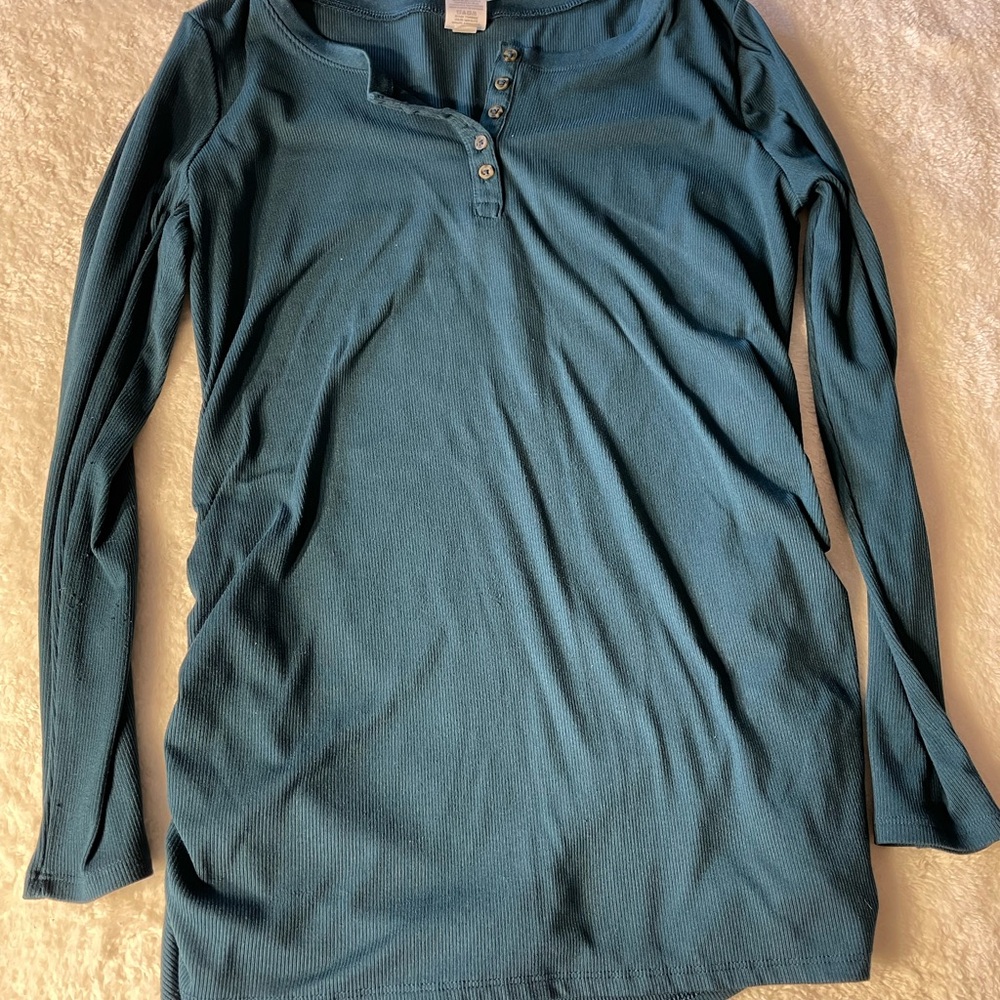 Time and Tru Teal Long Sleeve Women's Maternity Top Size M 8/10